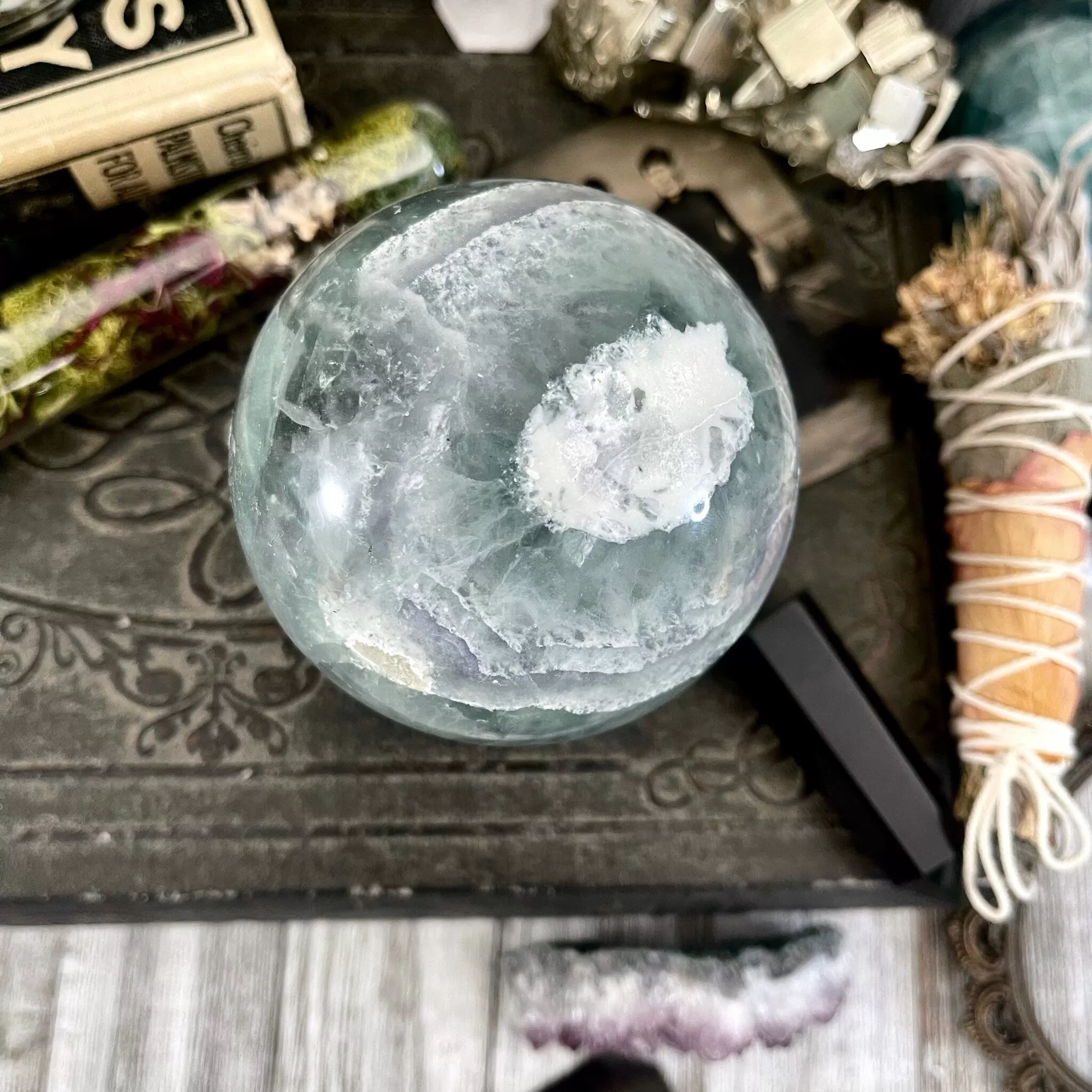 Purple and Green Fluorite Crystal Ball / FoxlarkCrystals