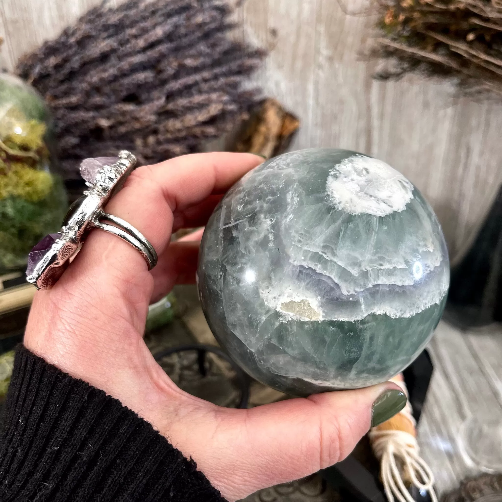 Purple and Green Fluorite Crystal Ball / FoxlarkCrystals