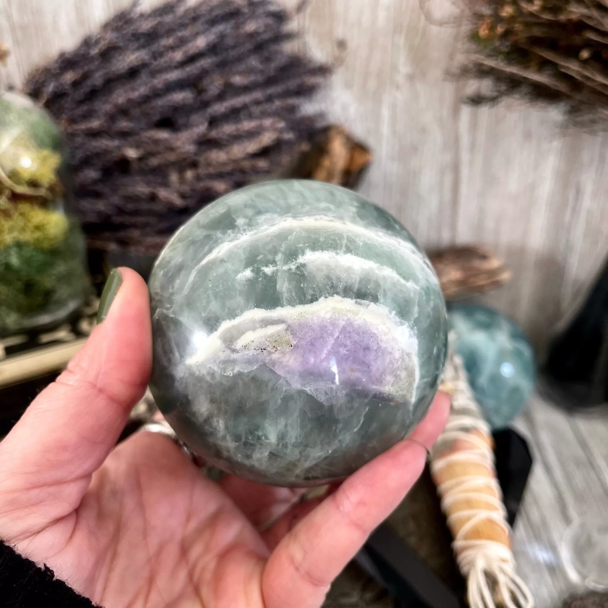 Purple and Green Fluorite Crystal Ball / FoxlarkCrystals