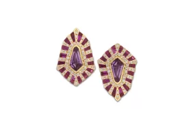 Purple Sapphire Twist Shield Studs