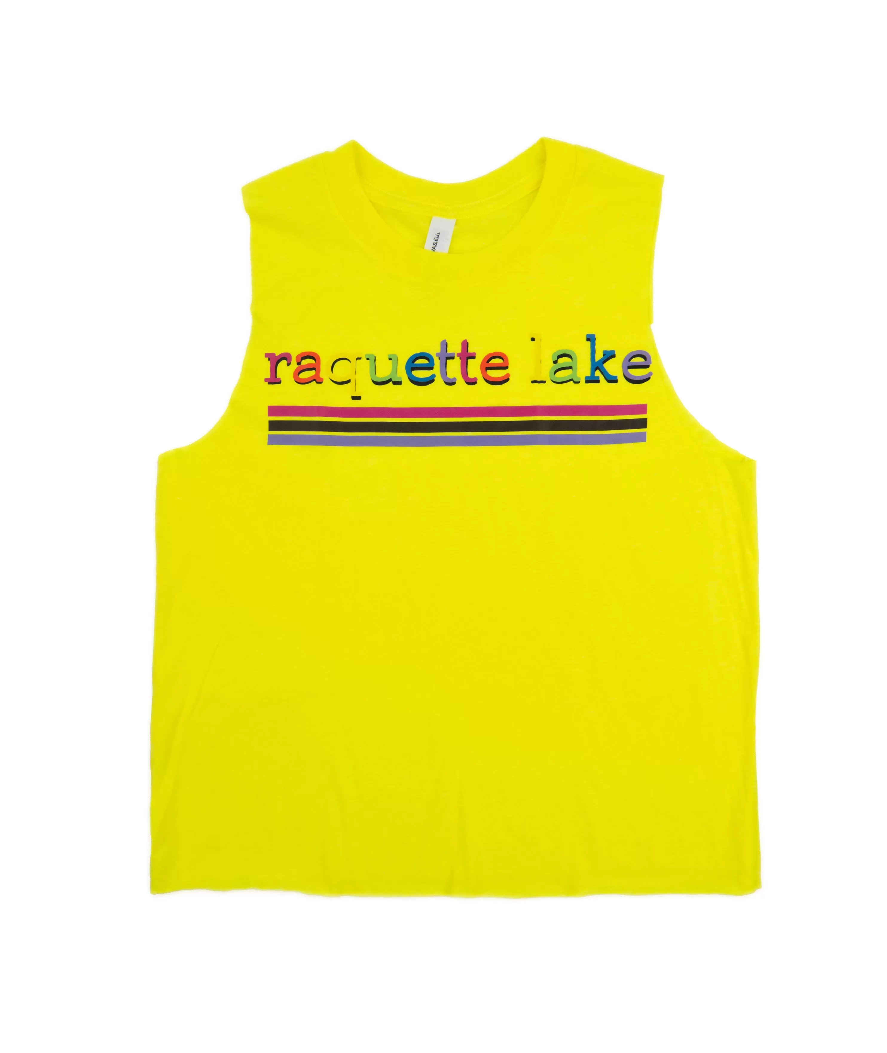 Rainbow Stripes Neon Yellow Camp Tank