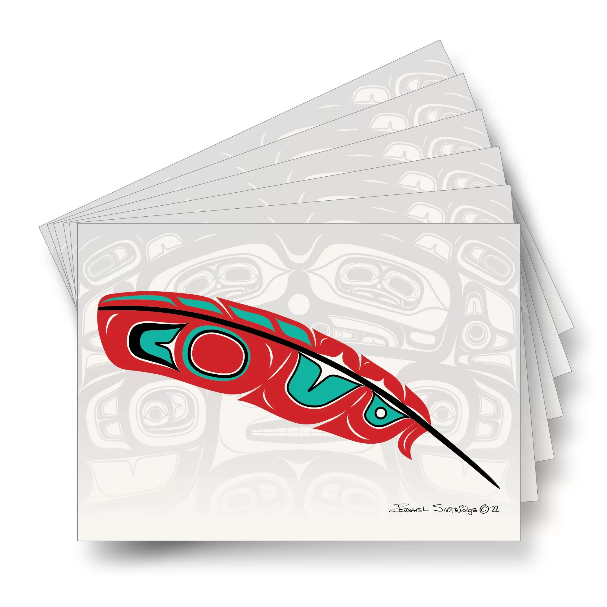 Red Feather & House Screen - Formline Art Cards