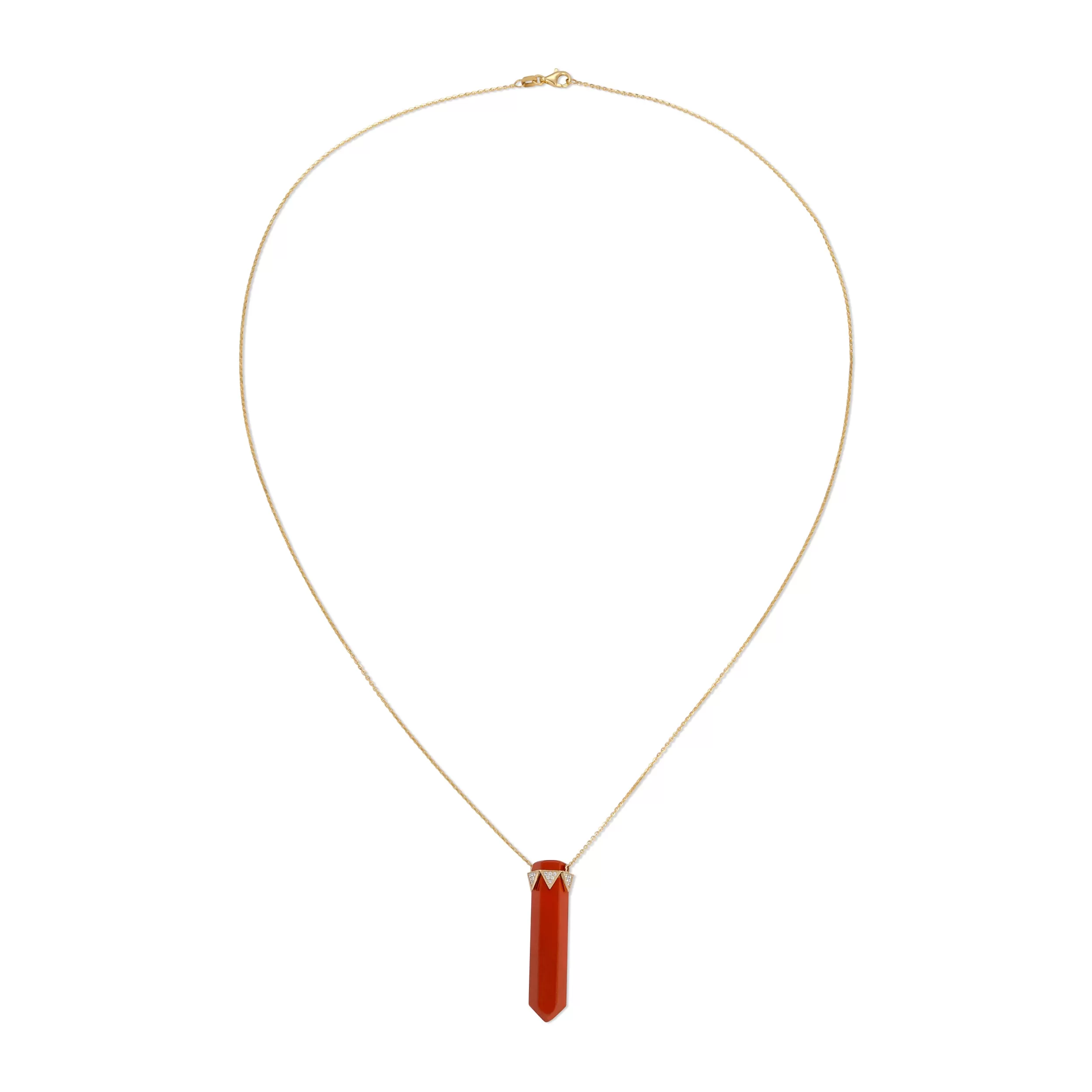 Red Jasper Vertical Diamond Crown Necklace