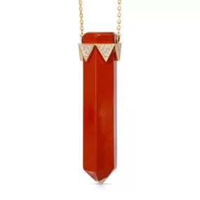 Red Jasper Vertical Diamond Crown Necklace