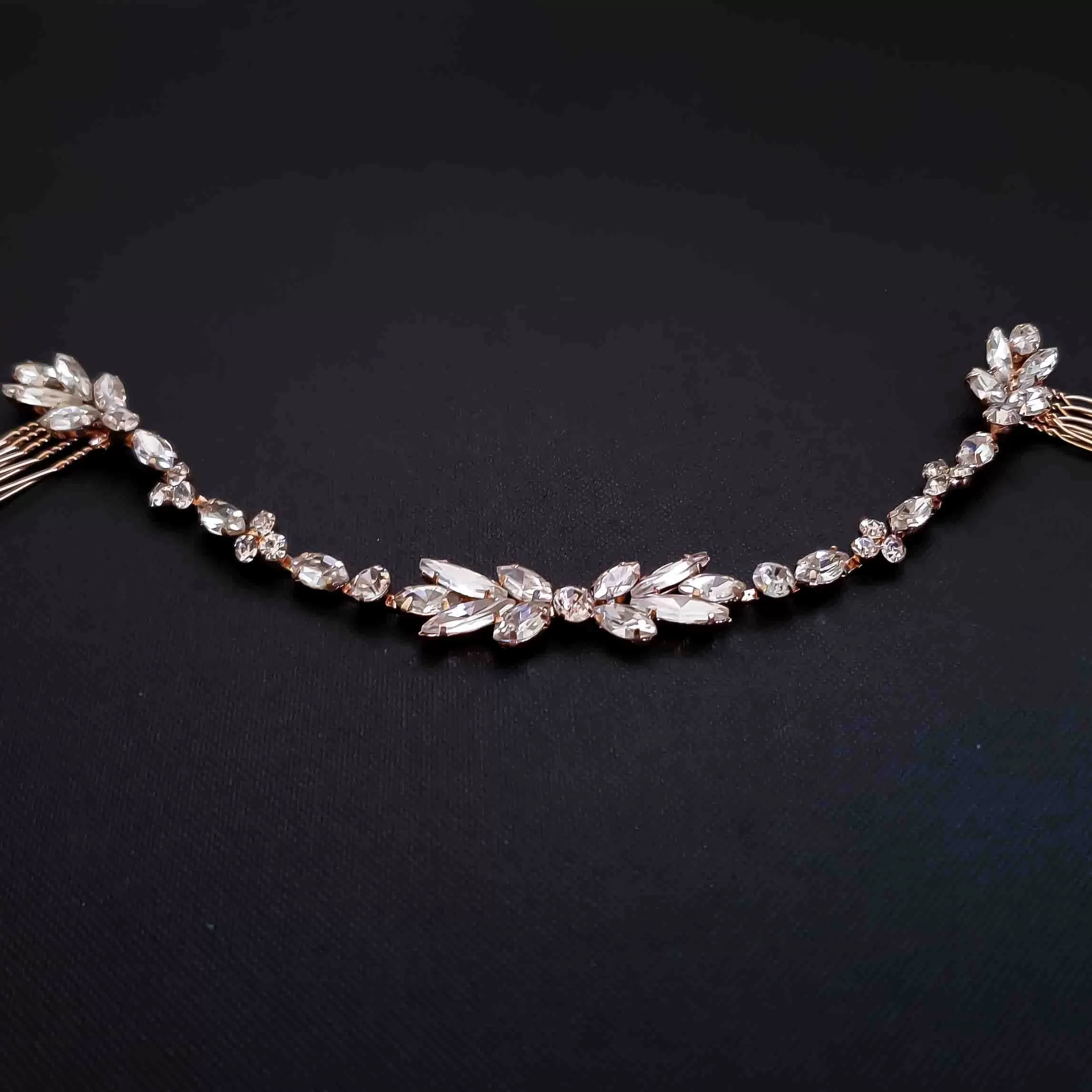 Rose Gold Crystal Headpiece-Haisley