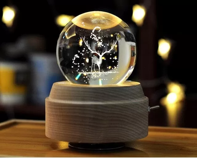 Rotating Light Projection Crystal Ball Music Box