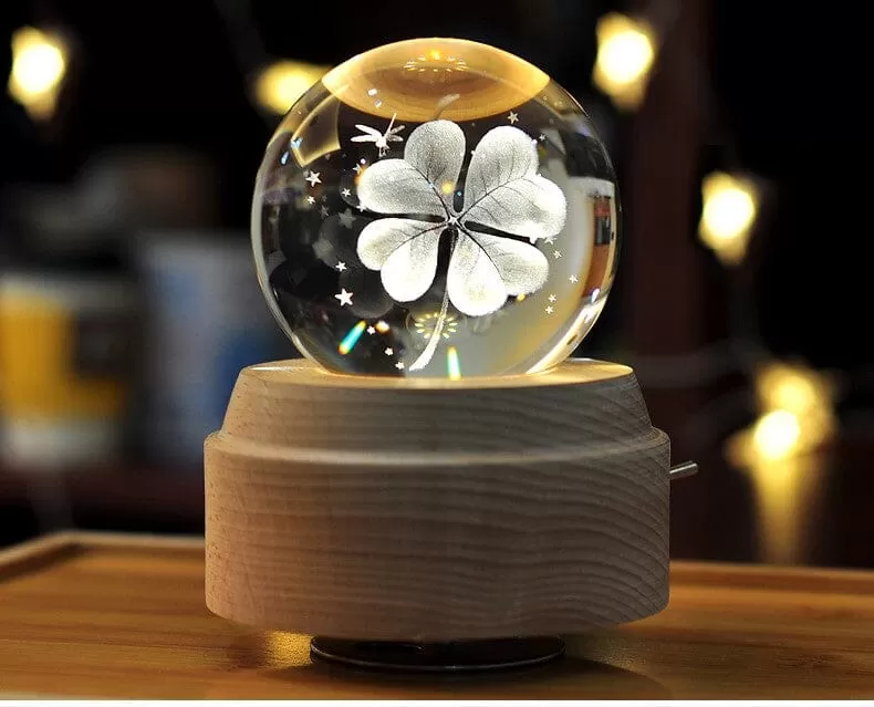 Rotating Light Projection Crystal Ball Music Box