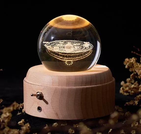 Rotating Light Projection Crystal Ball Music Box