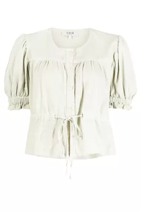 Sea NY Tyla Twill Tie Front Top - Stone