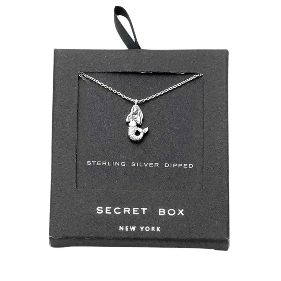 Secret Box Sterling Silver Dipped Mermaid Pendant Necklace