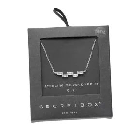 Secret Box Sterling Silver Geometric CZ Pendant Necklace