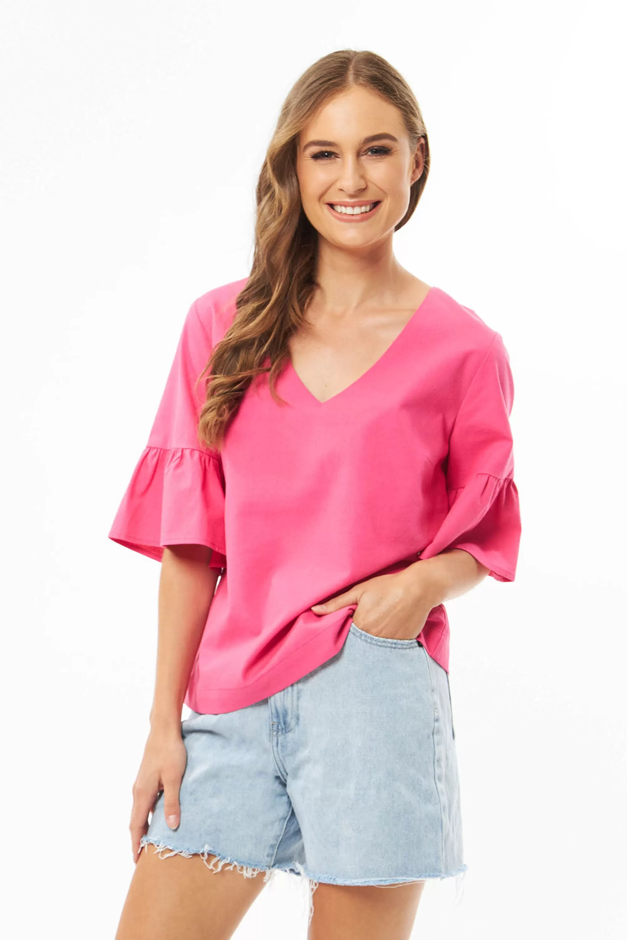 Seeking Lola Confident Ruffle Top - Hot Pink