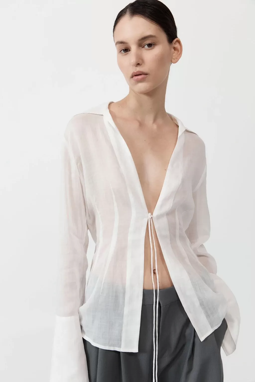 Sheer Linen Tie Top