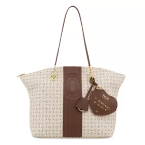 Shopping Bag POLLINI Linea Heritage 70th Anniversary Avorio e Marrone