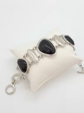 Silver With 3 Black Stone Bracelet