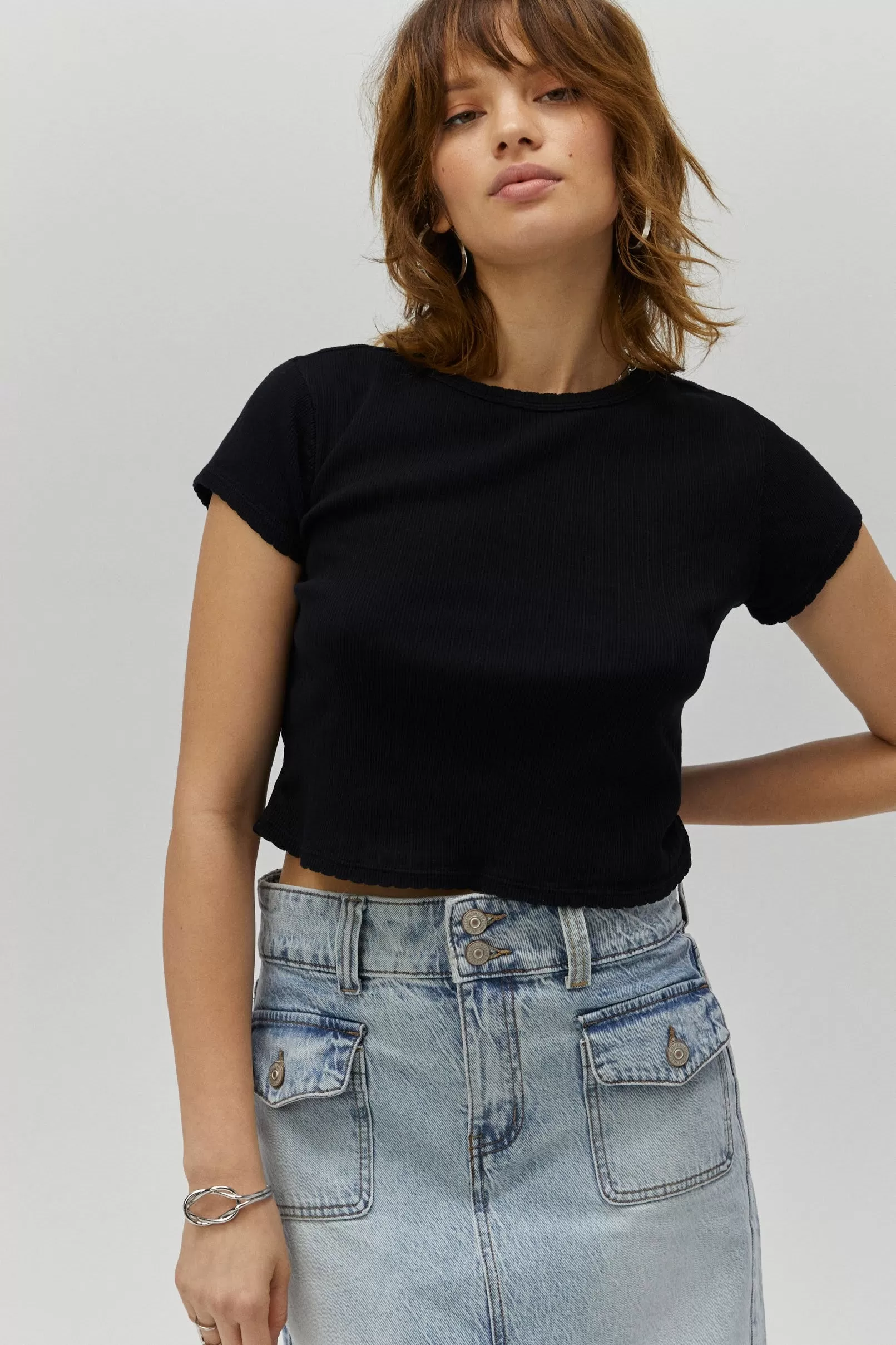 Solid Pointelle Tee