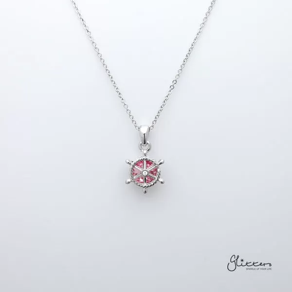 Sparkling Circle Crystal with Helm Pendant Necklace