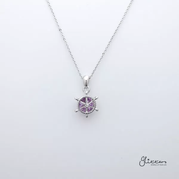 Sparkling Circle Crystal with Helm Pendant Necklace