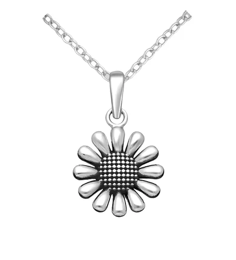 Sterling Silver Sunflower Necklace