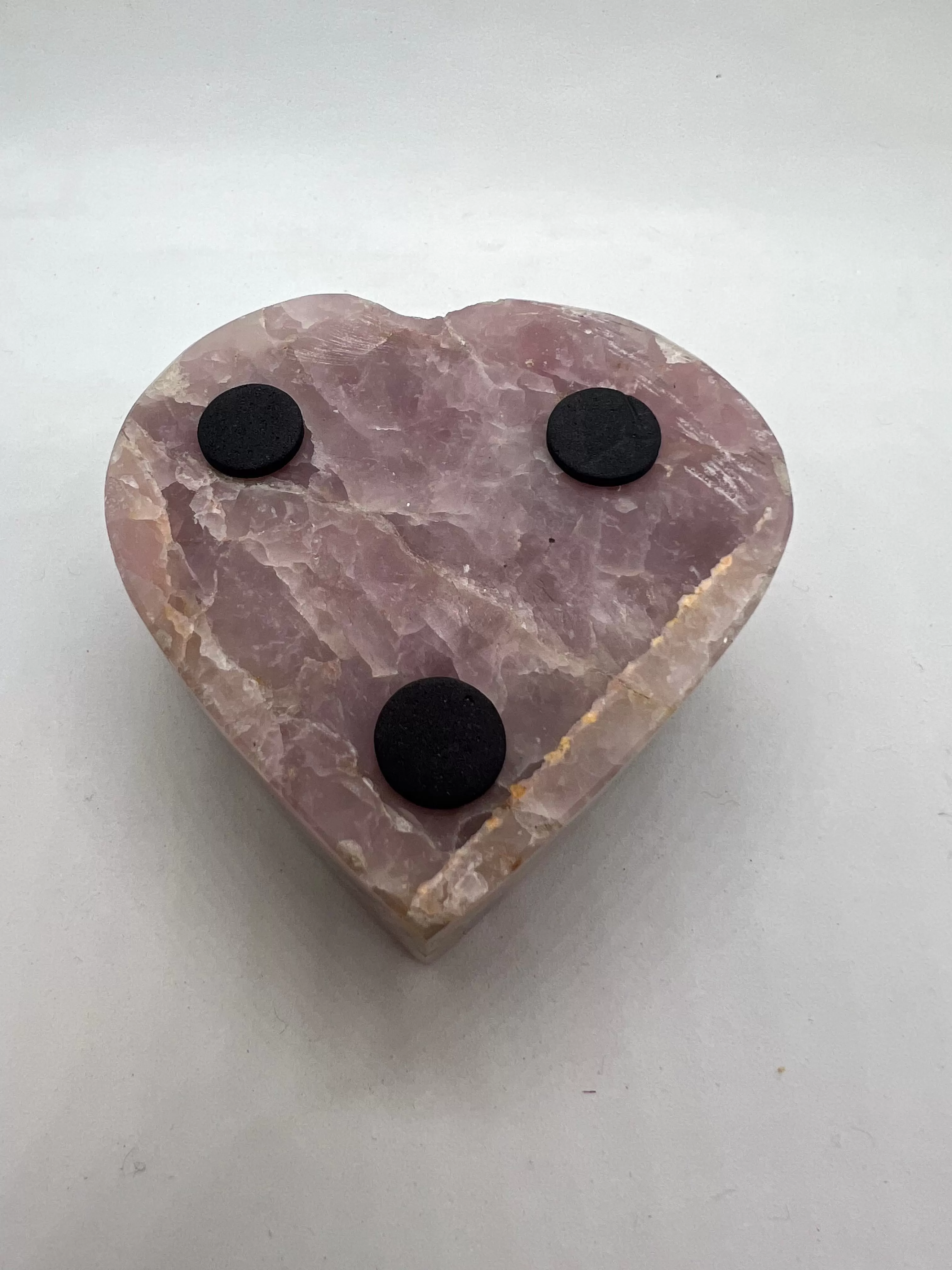 Strawberry Quartz Heart Shaped Tea-light Candle Holder