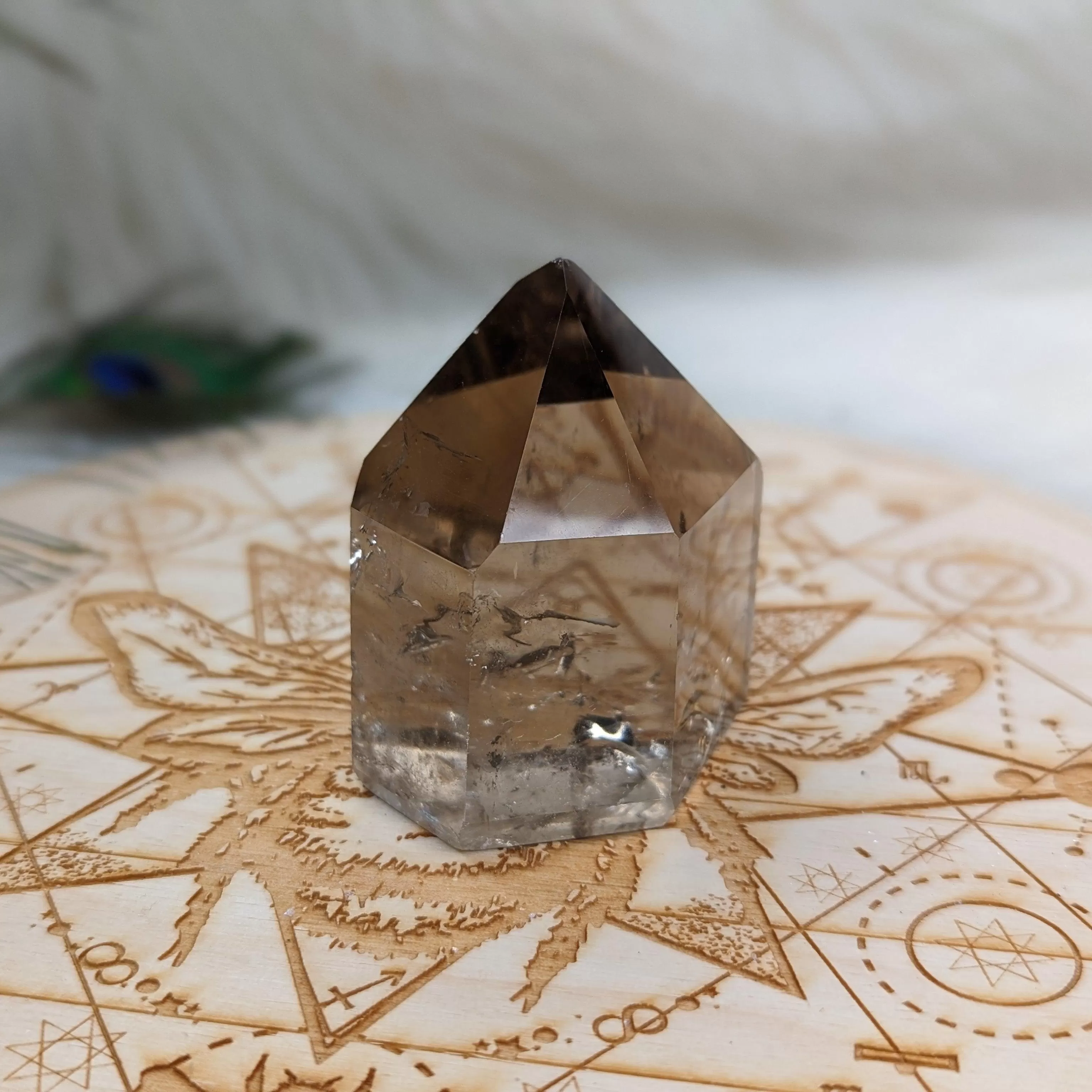 Stunning Clear Smoky Quartz Polished Point ~ Protective and Grounding Display Point ~