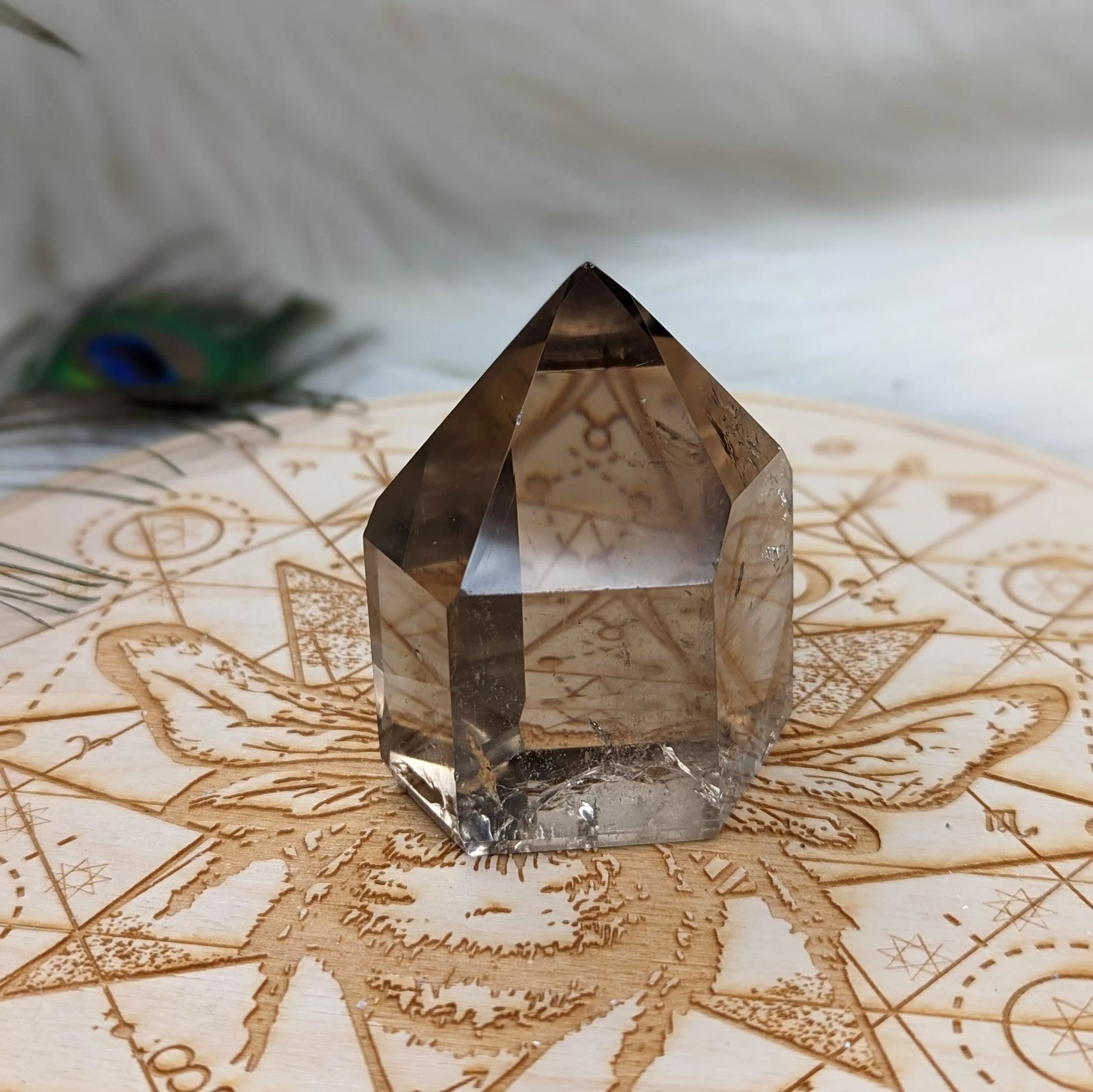 Stunning Clear Smoky Quartz Polished Point ~ Protective and Grounding Display Point ~