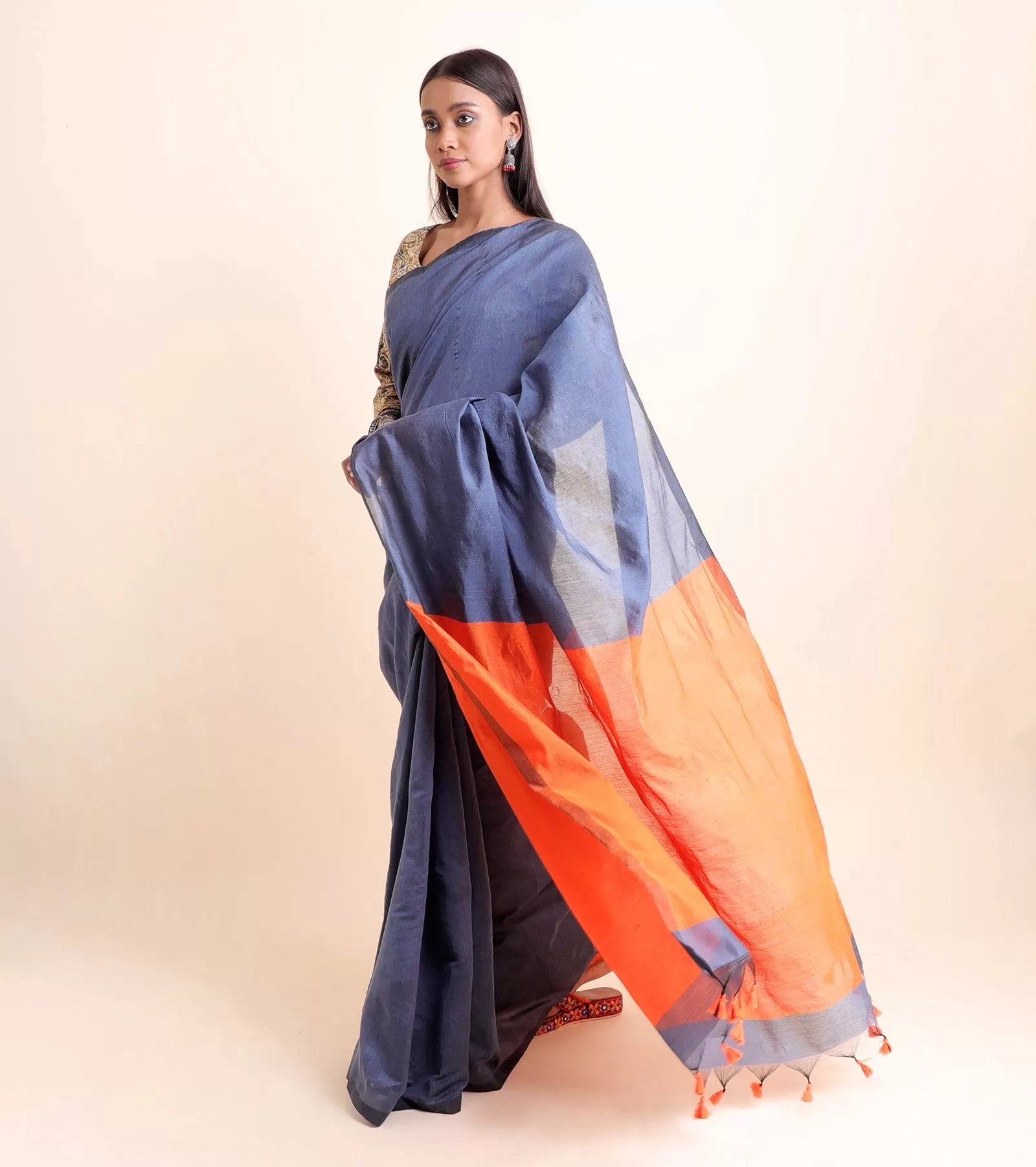 Sunset At Varkala Cotton Silk Saree