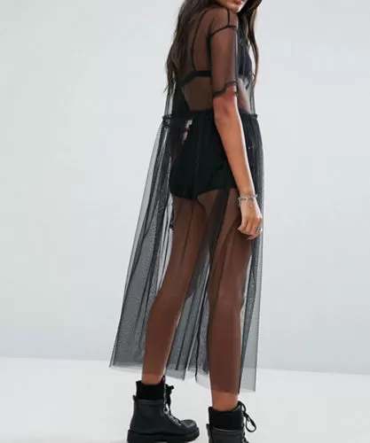 'Swamp Thing' Long Maxi Mesh Dress