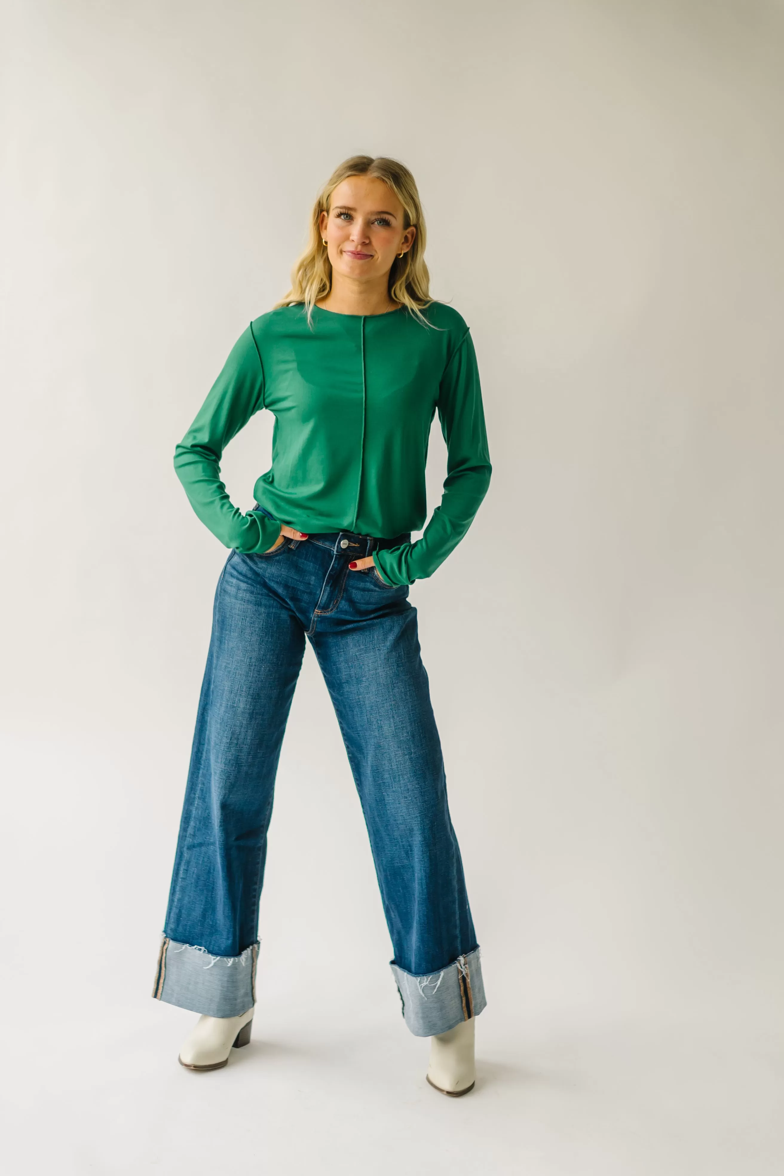 The Mesick Stitch Detail Blouse in Green