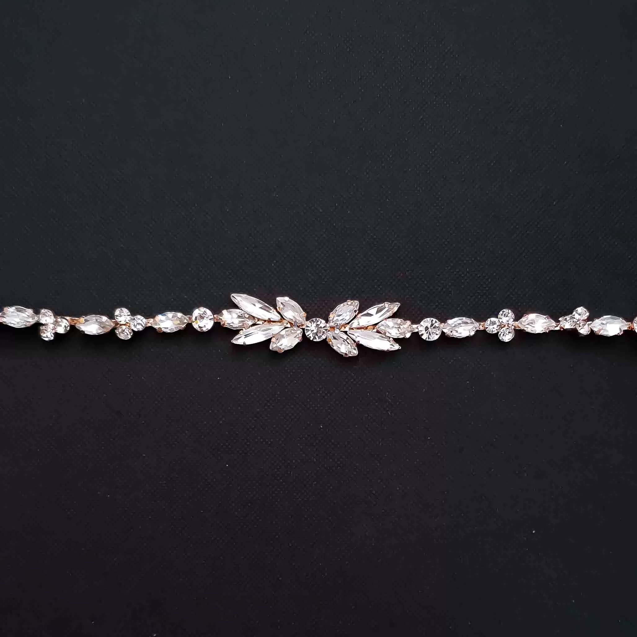 Thin Silver and Crystal Bridal Hairpiece -Haisley