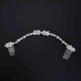 Thin Silver and Crystal Bridal Hairpiece -Haisley