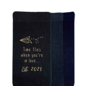 Time Flies - Two Year Cotton Anniversary Socks for HIm