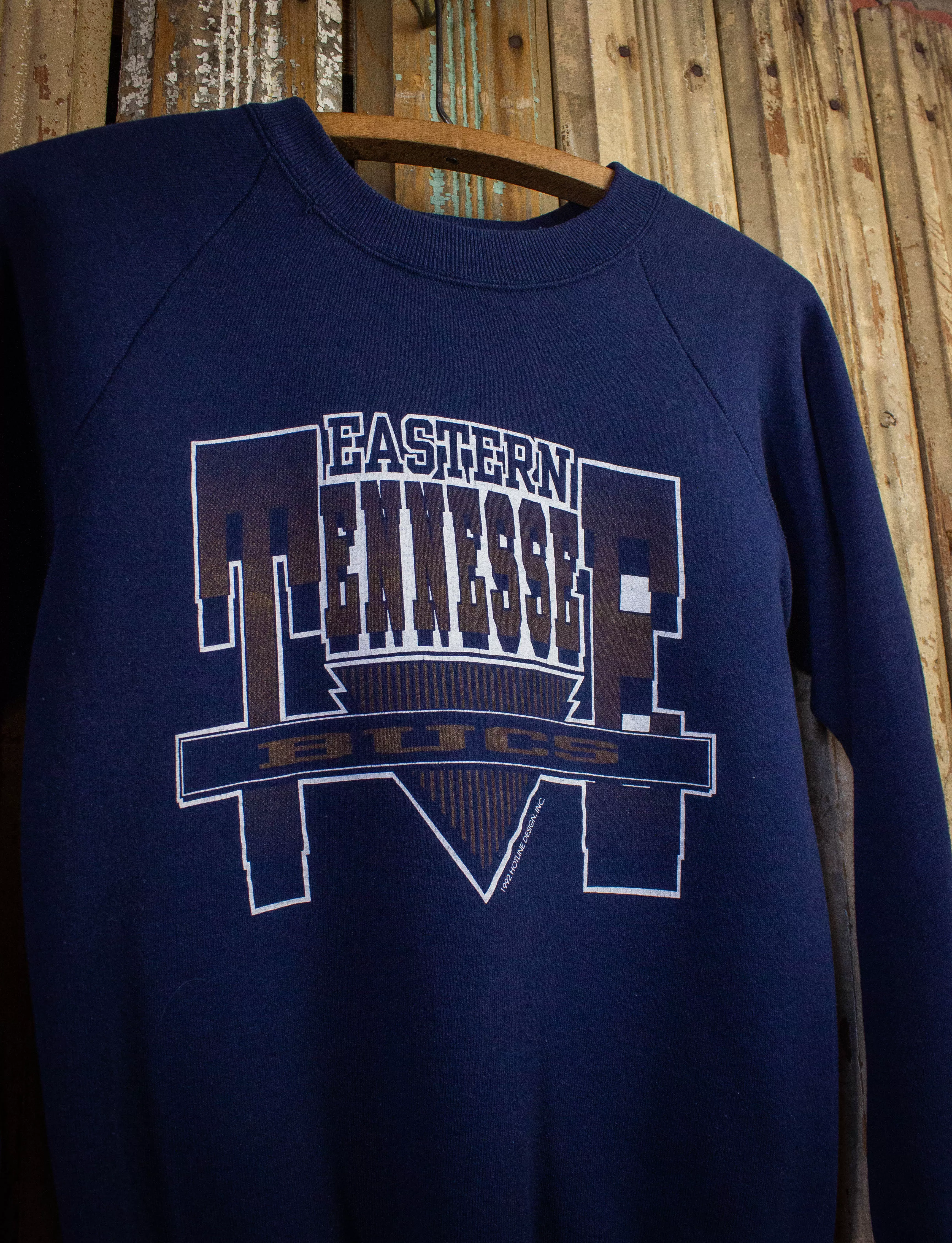 Vintage Eastern Tennessee Buccaneers Graphic Sweatshirt 1992 Navy Blue Small