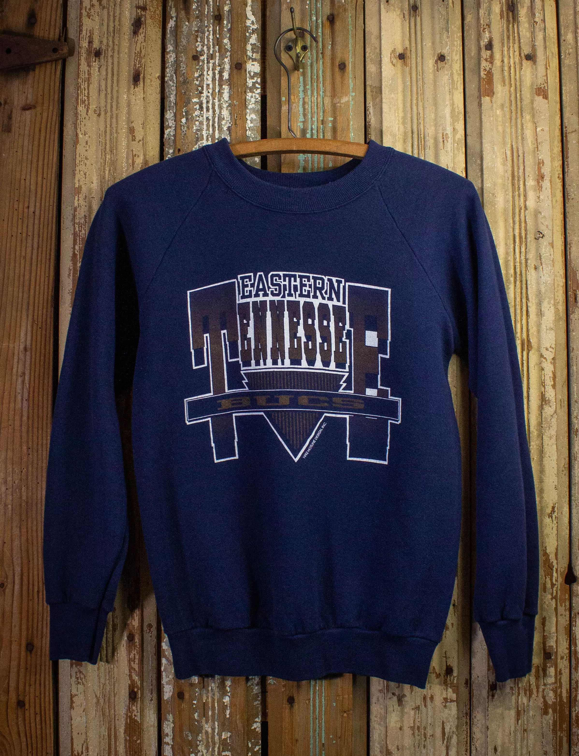 Vintage Eastern Tennessee Buccaneers Graphic Sweatshirt 1992 Navy Blue Small