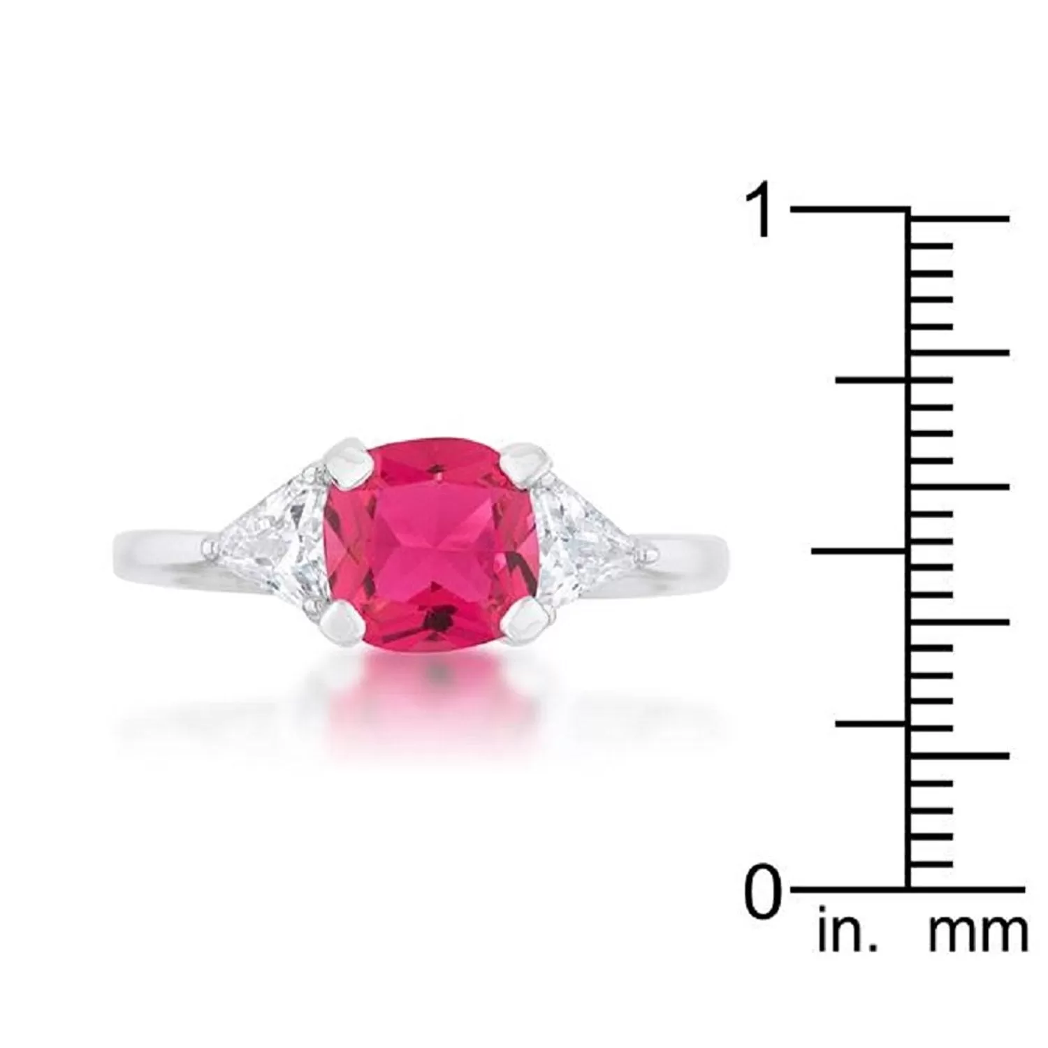 WildKlass 1.8ct Fuchsia CZ Rhodium Plated Cushion Classic Statement Ring