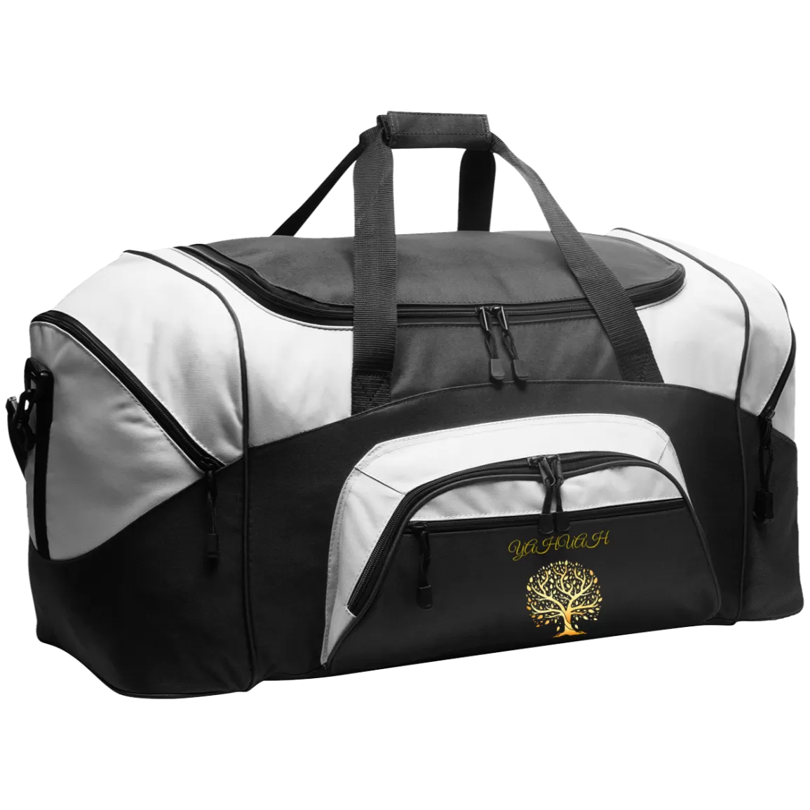 Yahuah-Tree of Life 01 Designer Port & Co. Colorblock Sport Duffel Bag (14 colors)