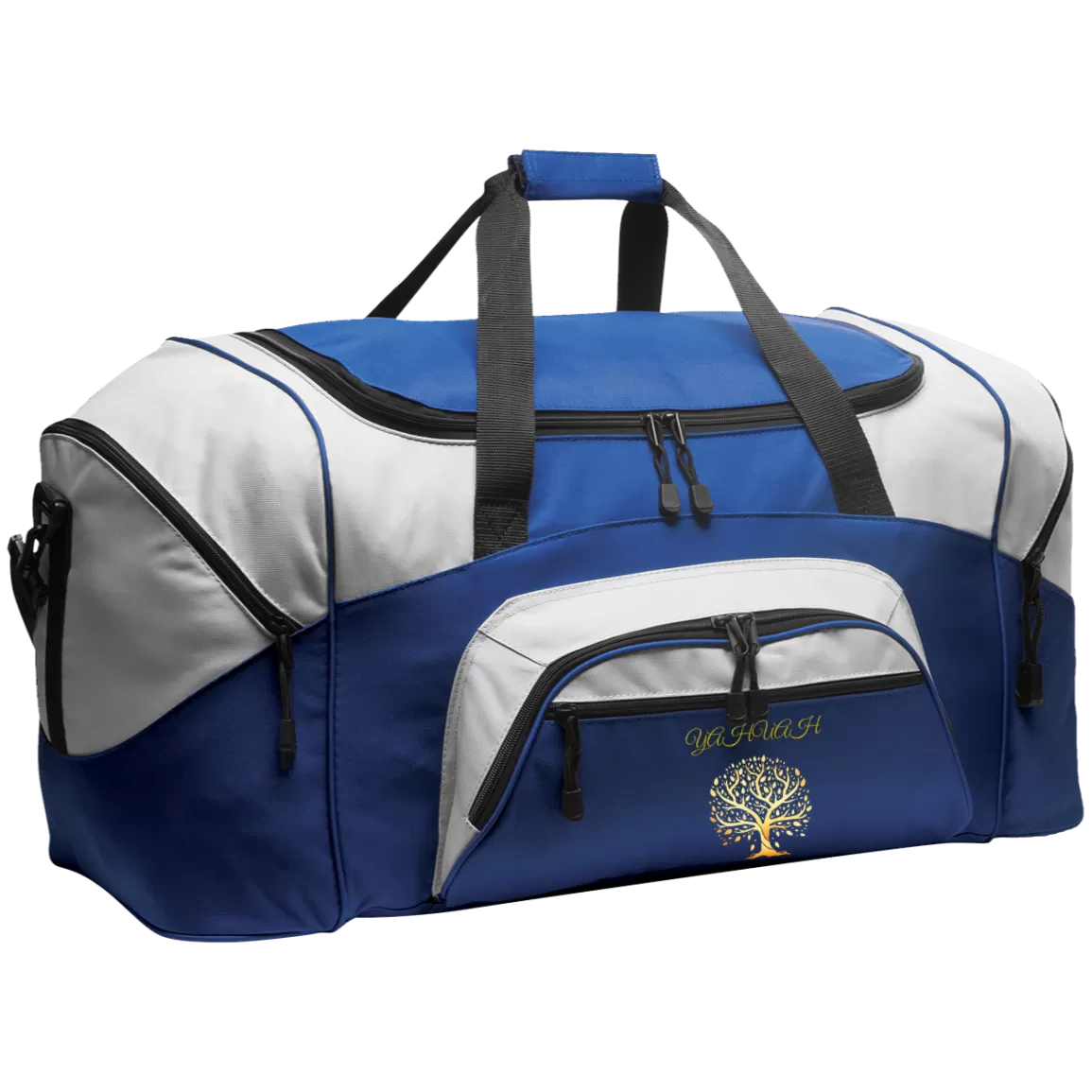 Yahuah-Tree of Life 01 Designer Port & Co. Colorblock Sport Duffel Bag (14 colors)