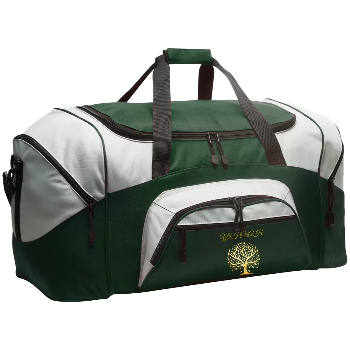 Yahuah-Tree of Life 01 Designer Port & Co. Colorblock Sport Duffel Bag (14 colors)