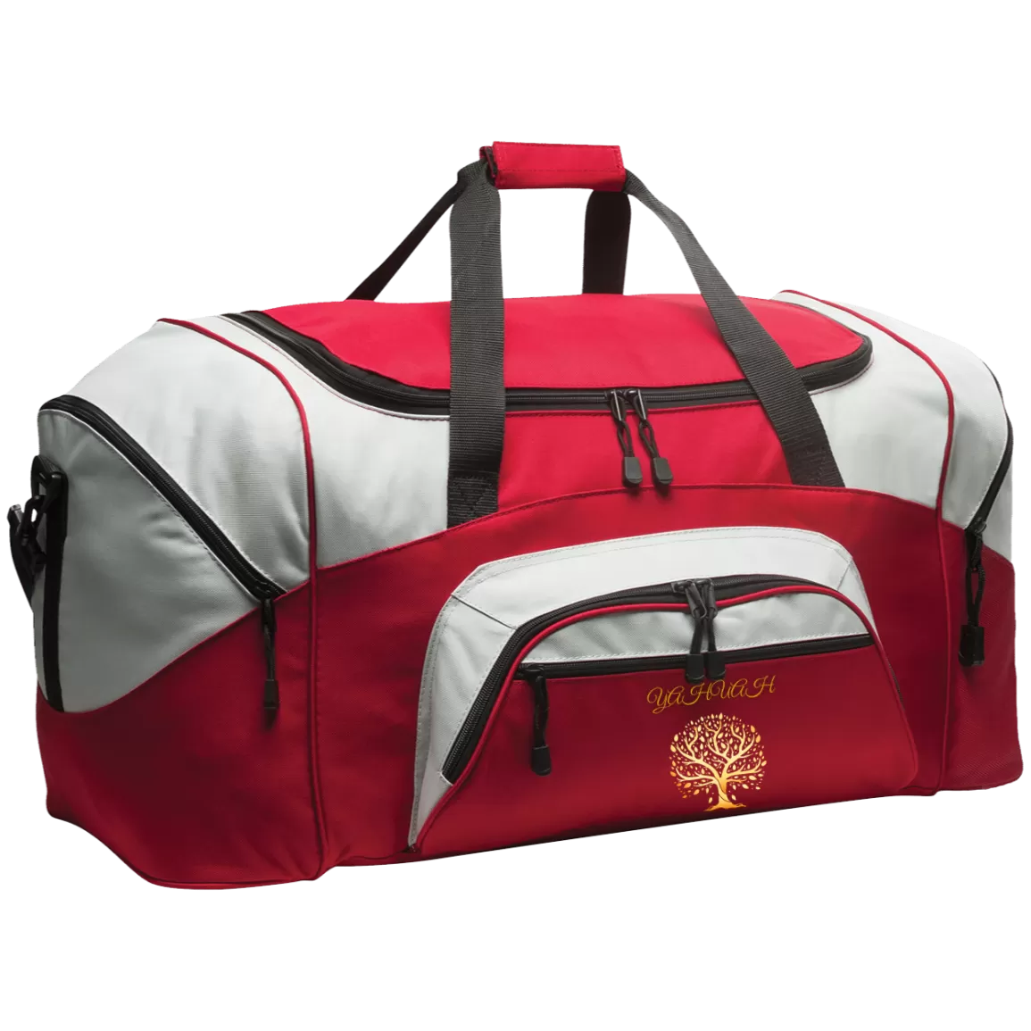 Yahuah-Tree of Life 01 Designer Port & Co. Colorblock Sport Duffel Bag (14 colors)