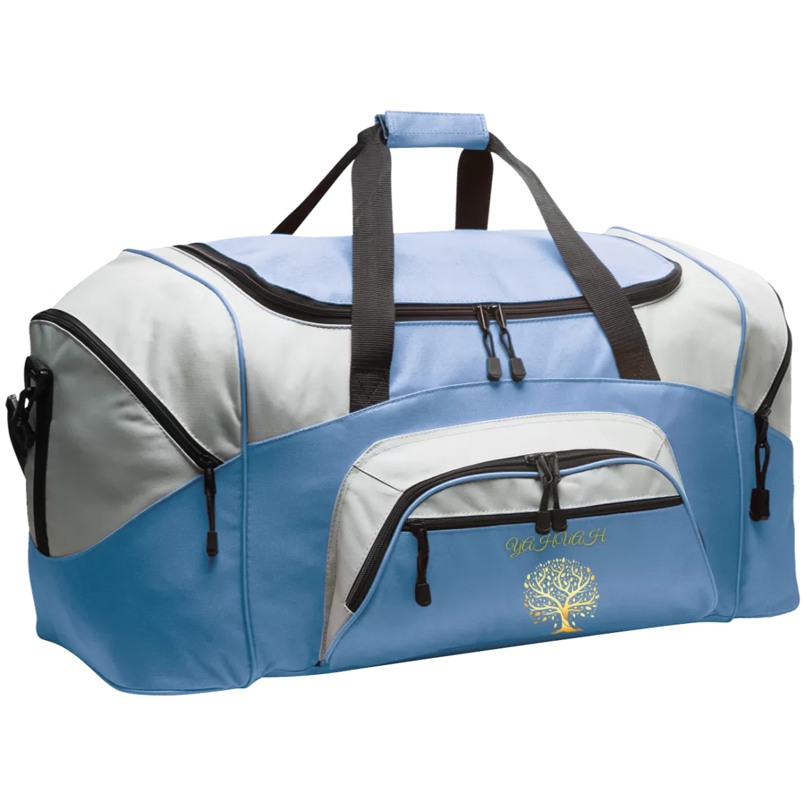 Yahuah-Tree of Life 01 Designer Port & Co. Colorblock Sport Duffel Bag (14 colors)