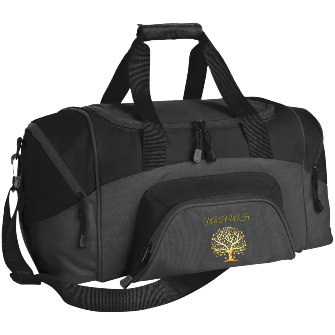 Yahuah-Tree of Life 01 Designer Port & Co. Small Colorblock Sport Duffel Bag (6 colors)