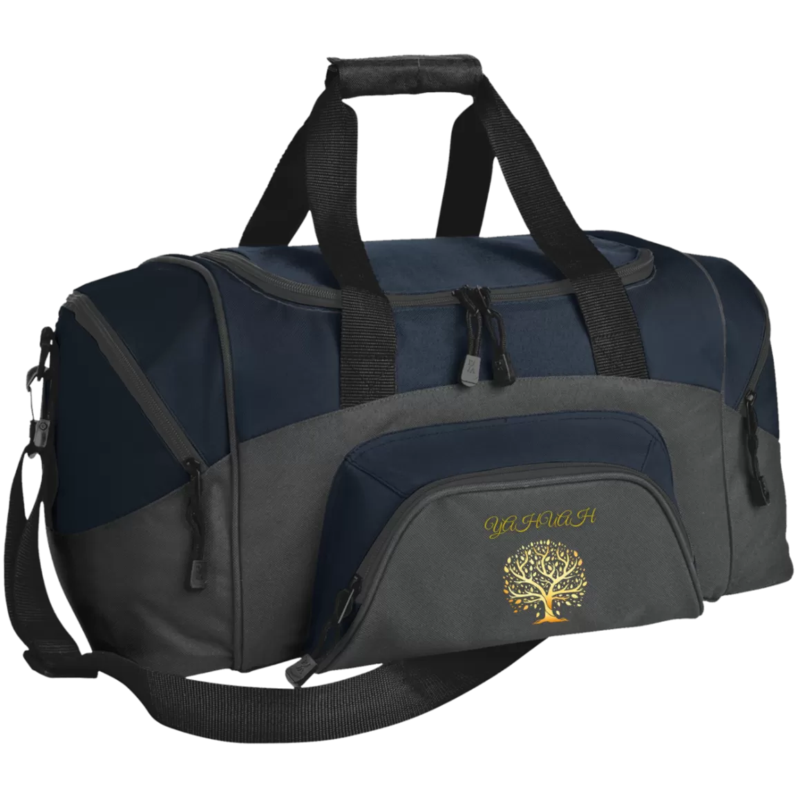 Yahuah-Tree of Life 01 Designer Port & Co. Small Colorblock Sport Duffel Bag (6 colors)