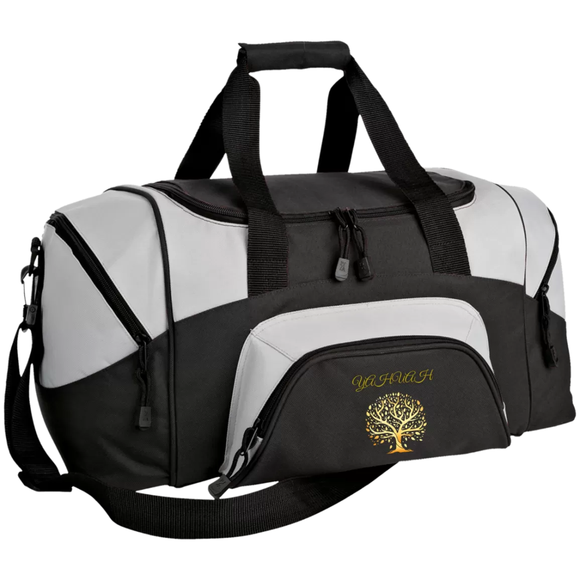 Yahuah-Tree of Life 01 Designer Port & Co. Small Colorblock Sport Duffel Bag (6 colors)