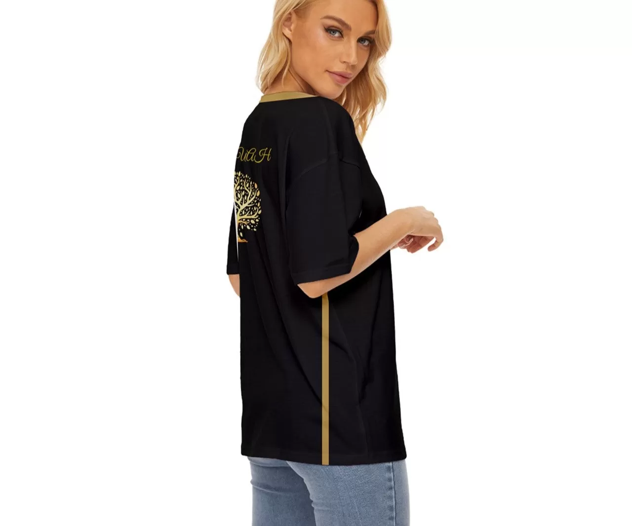 Yahuah-Tree of Life 01 Elect Ladies Designer Oversized Basic Cotton Blend T-shirt