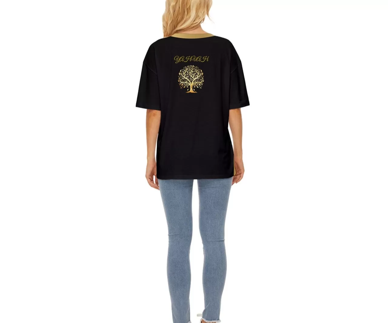 Yahuah-Tree of Life 01 Elect Ladies Designer Oversized Basic Cotton Blend T-shirt