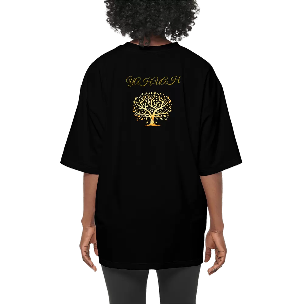 Yahuah-Tree of Life 01 Ladies Designer Oversized Heavyweight T-shirt