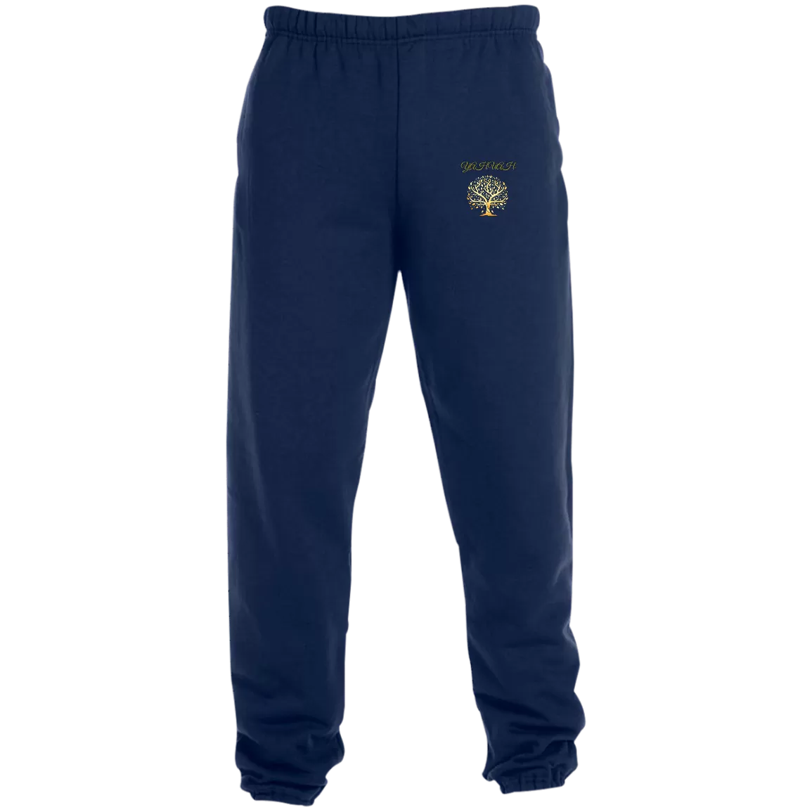 Yahuah-Tree of Life 01 Men's Designer Joggers with Pockets (Black/True Navy)