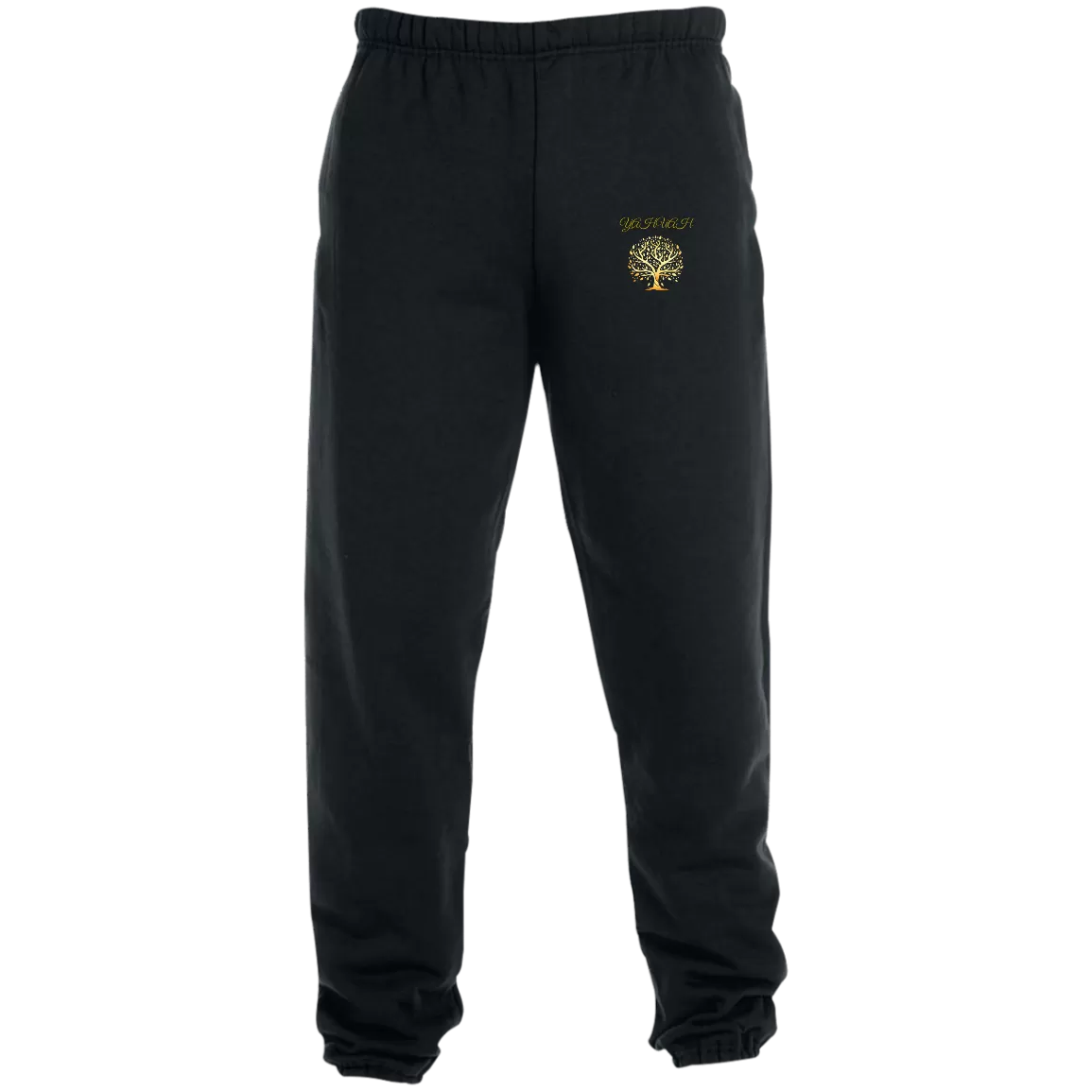 Yahuah-Tree of Life 01 Men's Designer Joggers with Pockets (Black/True Navy)