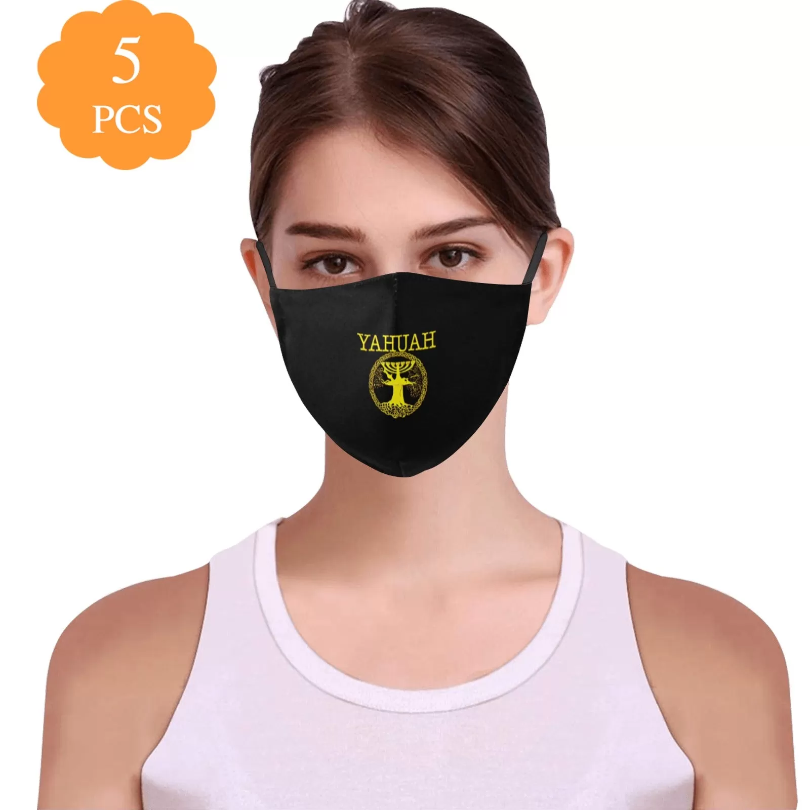 Yahuah-Tree of Life 02-01  Designer Adjustable Face Mask (5 face masks   10 Filters; 3 sizes)