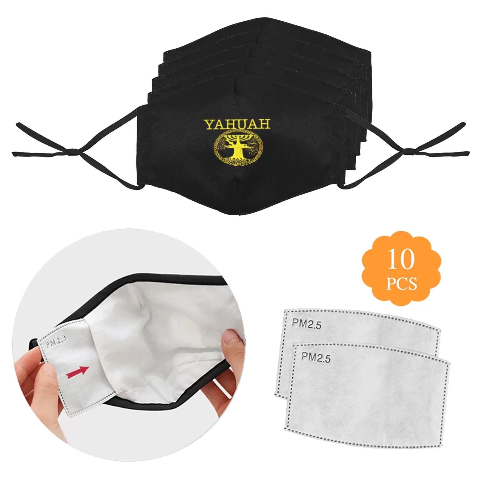 Yahuah-Tree of Life 02-01  Designer Adjustable Face Mask (5 face masks   10 Filters; 3 sizes)